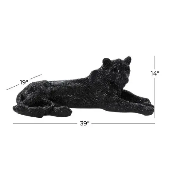 39" Black Glam Leopard Sculpture {6}