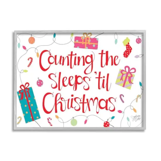 Stupell Industries Counting The Sleeps 'Til Christmas Framed Giclee Art Gray {1}
