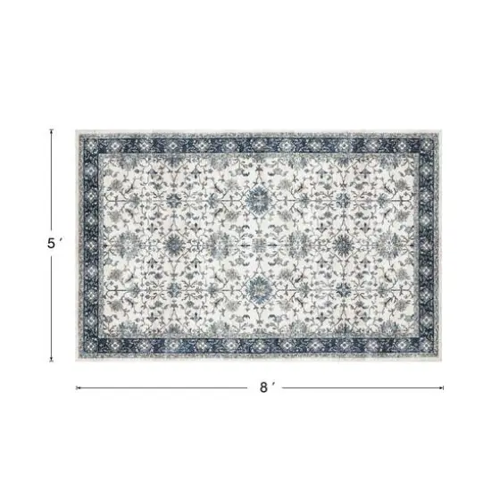 Glitzhome&reg; Ivory & Blue Oriental Area Rug {9}