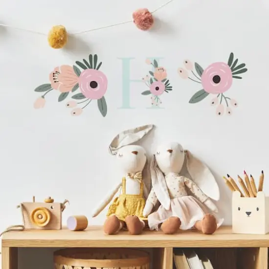 RoomMates Floral Monogram Peel & Stick Giant Wall Decal Set {3}