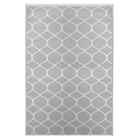 Gray & Beige Honeycomb Pattern Rectangular Outdoor Area Rug, 4ft. x 6ft. {1}