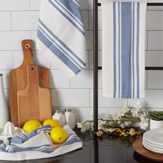 DII&reg; Stonewash Blue Chef Stripe Dish Towels, 3ct. {7}