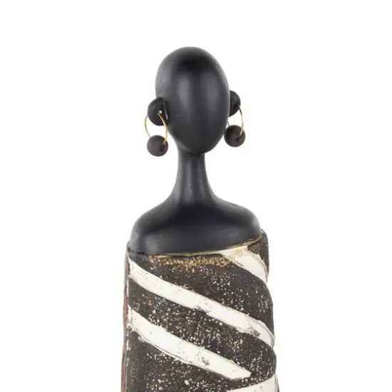 13" Red, Orange & White African Decorative Sculpture with Dresswear Set {6}