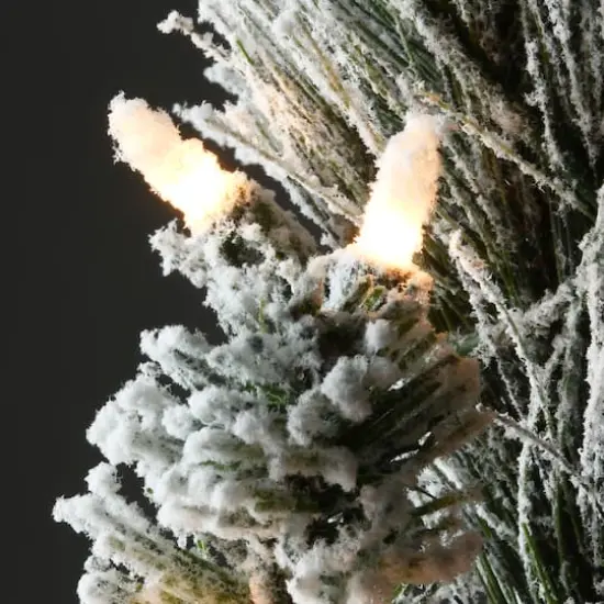 4.5ft. Pre-Lit Snowy Bedford Pine Artificial Christmas Tree, Clear Lights {5}