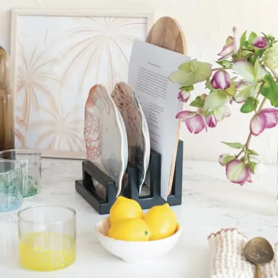 Hello Honey&reg; Tri-Sectional Black Metal Plate Stand Organizer {4}