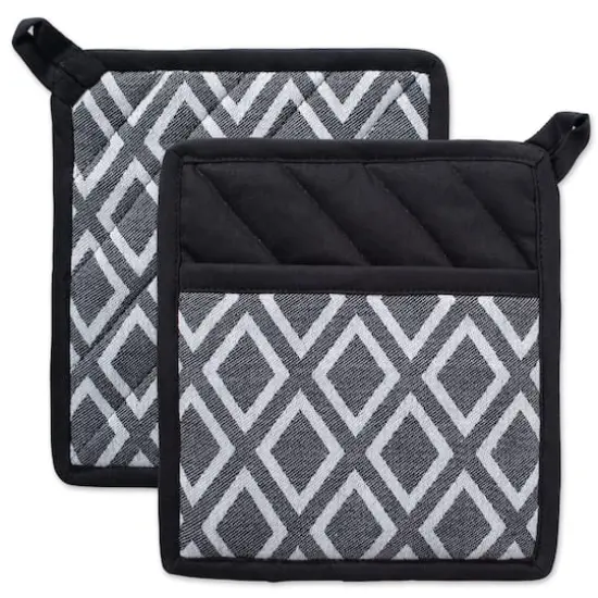 DII&reg; Black & White Diamond Potholder (Set of 2) {3}