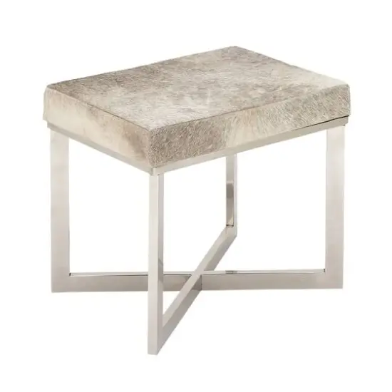 20" Gray & White Stainless Steel Contemporary Stool {4}