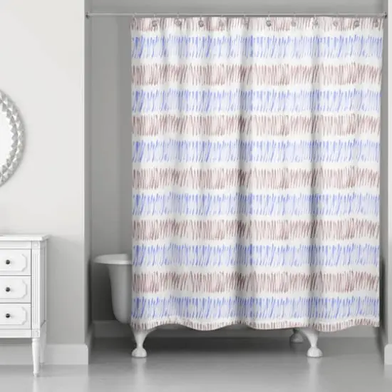 Hatch Lines Shower Curtain Blue and Brown {3}