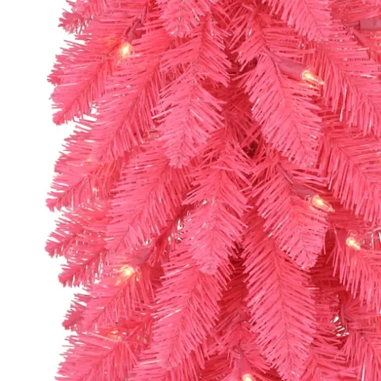 6ft. Pre-Lit Pink Alpine Artificial Pencil Tree, Clear Lights {5}