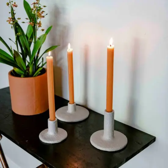 Hello Honey&reg; Stoneware Taper Candle Holders Set, 3ct. {8}