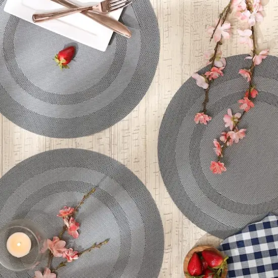 DII&reg; Round Double Frame Placemats, 6ct. Gray {4}