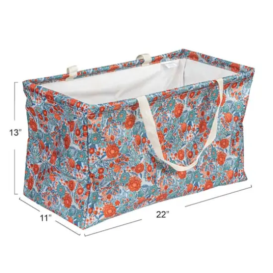 Household Essentials Large-Capacity Krush Utility Tote Blue/Pink Flower {5}