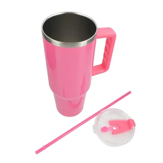 40oz. Neon Stainless Steel Insulated Tumbler by Celebrate It&trade; Pink {4}