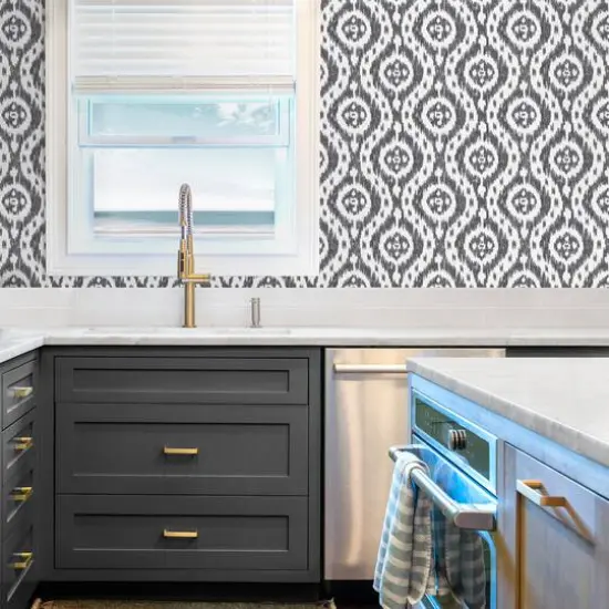 Surface Style Ikat Tracery Peel & Stick Wallpaper Ebony {3}