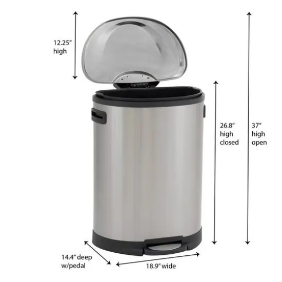 Household Essentials 13 gal. Stainless Steel Oval Trash Can with Step {4}