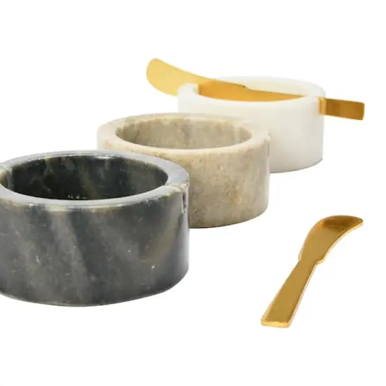 Hello Honey&reg; 1.5" Salt & Pepper Marble Pinch Bowls with Metal Knifes {5}