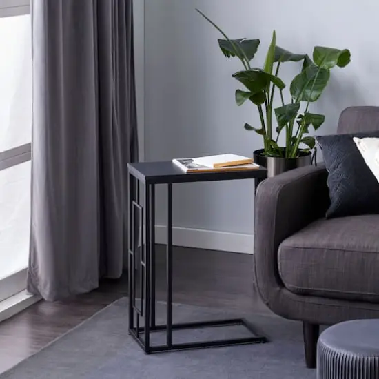 26" Black Metal Contemporary Accent Table {9}