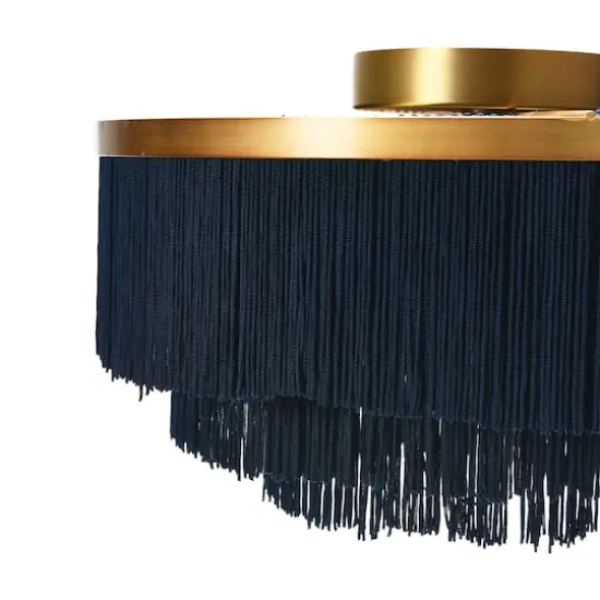 Hello Honey® 13.75" Round Flush Mount Fringe Light Fixture Navy {7}
