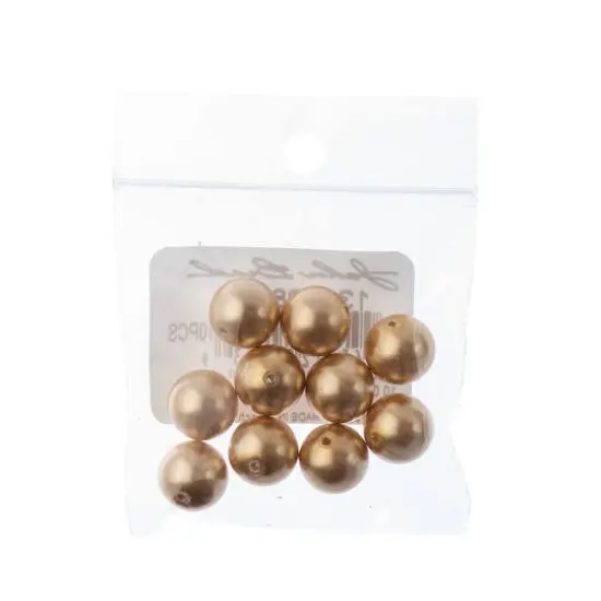 Preciosa Maxima 10mm Glass Nacre Pearls, 10ct. Gold {3}
