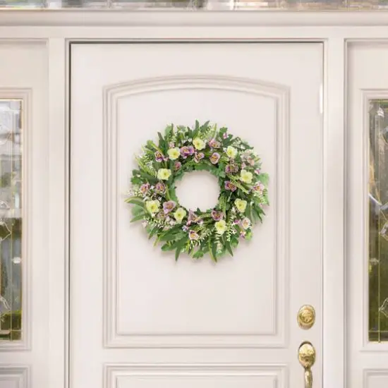 24" Artificial Poppy Spring Wreath {6}