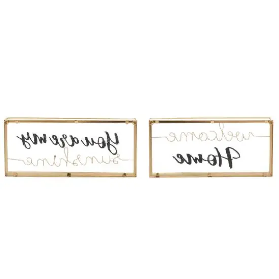 Gold Metal Contemporary Wall Sign Set {7}