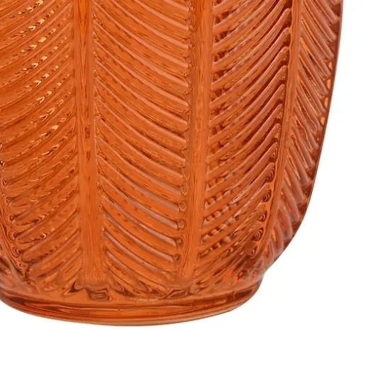 5" Vintage-Style Leaf-Textured Glass Candle Holder by Ashland&reg; Orange {3}