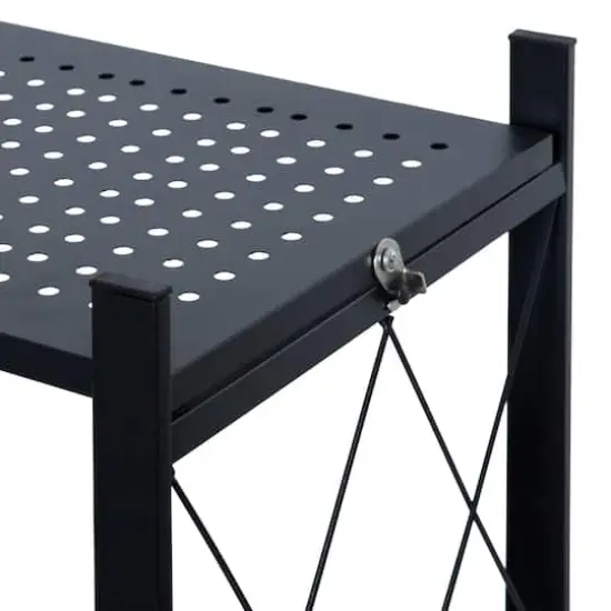 Organize It All Black 4-Tier Foldable Metal Rack with Wheels {7}