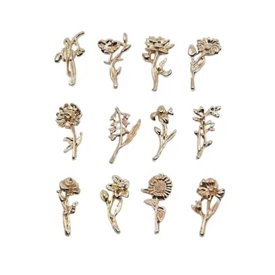 Blue Moon Studio&trade; UV Resin Craft 18mm Birth Month Flower Charm Fillers, 12ct. {3}