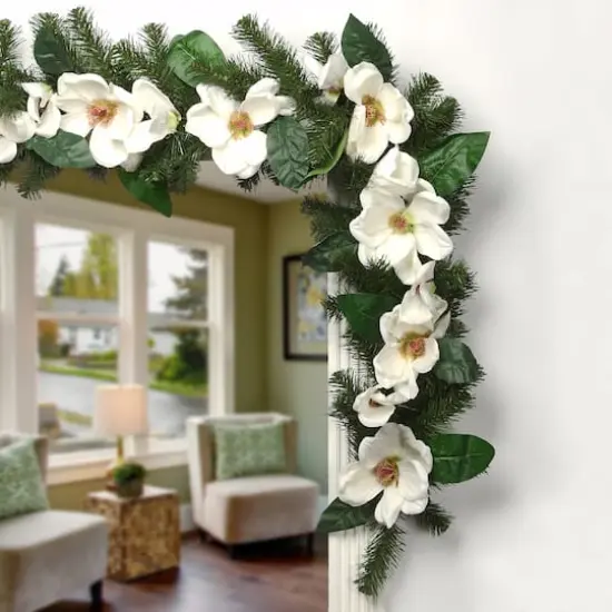 6ft. North Valley Spruce Magnolia Flower Garland {4}