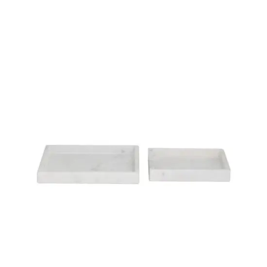 Modern Marble Tray with Raised Border Set White {5}