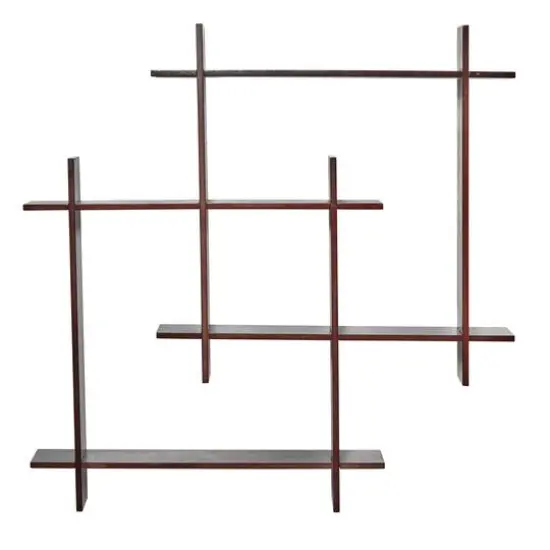 24" Wood Crosshatch Floating Shelves Wall Art Decor {1}