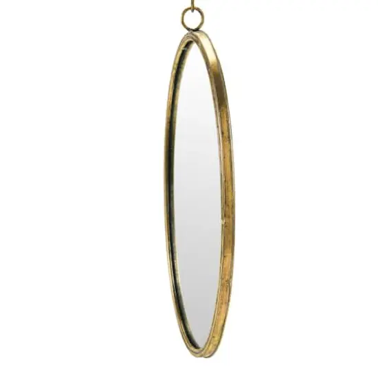 Hello Honey&reg; Antique Gold Oval Metal Wall Mirror with Bracket {5}