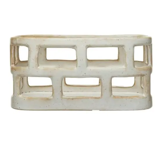 Hello Honey&reg; Distressed Matte White Stoneware Food Storage Basket {1}