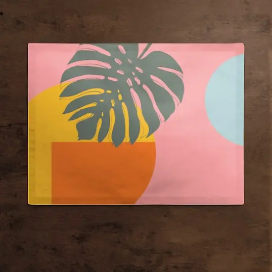 Geometric Leaf And Sun 18" x 14" Cotton Twill Placemat {3}