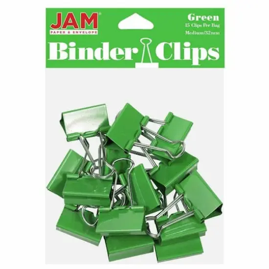 JAM Paper 1.25" Colorful Binder Clips, 30ct. Green {1}