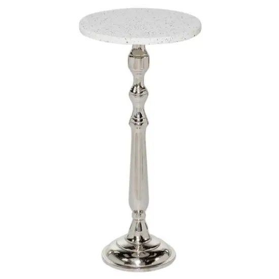 25" Silver Traditional Terrazzo Accent Table {1}