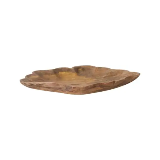 Hello Honey&reg; 12.25" Natural Hand-Carved Scalloped Mango Wood Serving Platter {4}