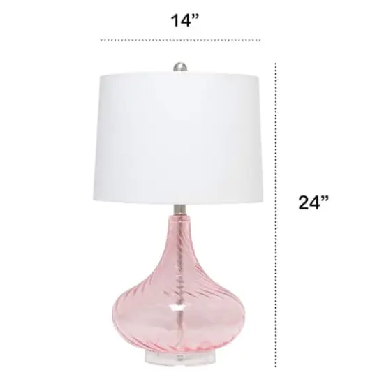 Lalia Home Classix 24" Pink Wavy Colored Glass Table Lamp {4}