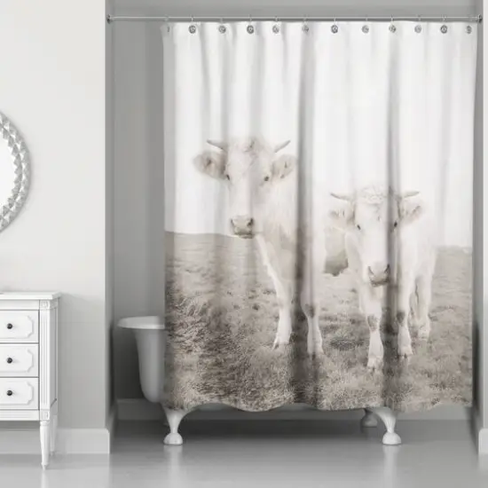 Whitewashed Cow Photograph 71" x 74" Shower Curtain {1}