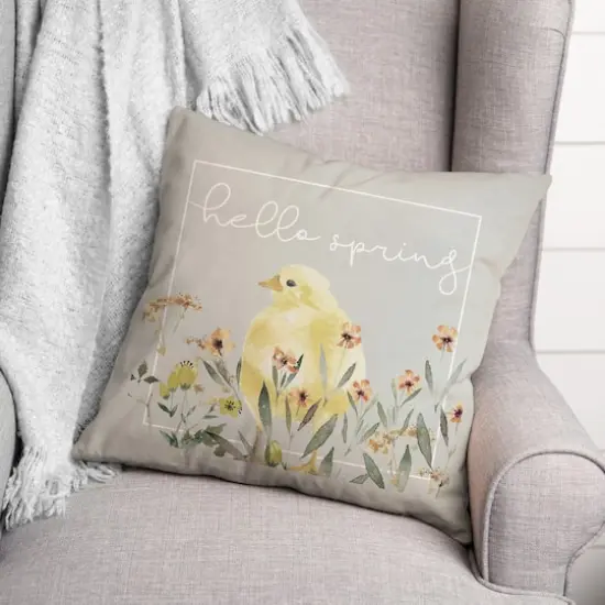 Hello Spring Chick 2 18" x 18" Indoor / Outdoor Pillow {4}