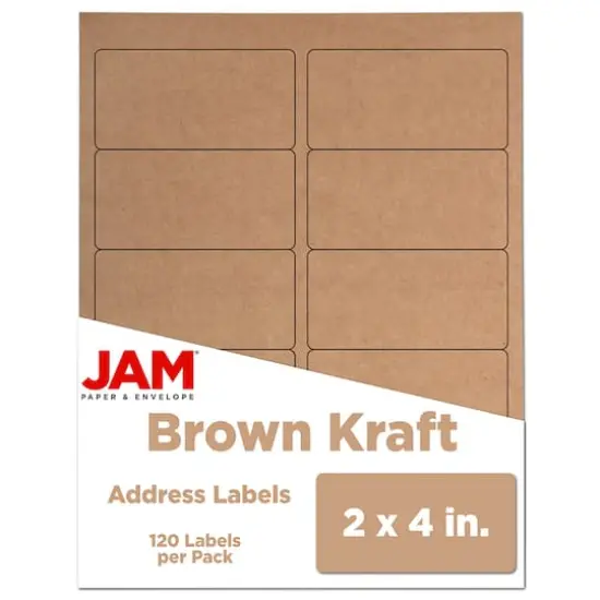 JAM Paper Standard Address Labels, 120ct. Kraft Brown {1}