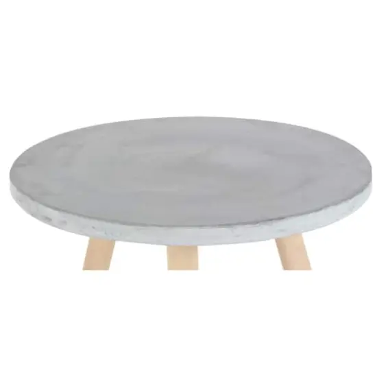 Gray Fiber Clay & Beech Wood Contemporary Accent Table {3}