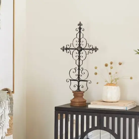 28" Black Iron French Country Crosses {7}