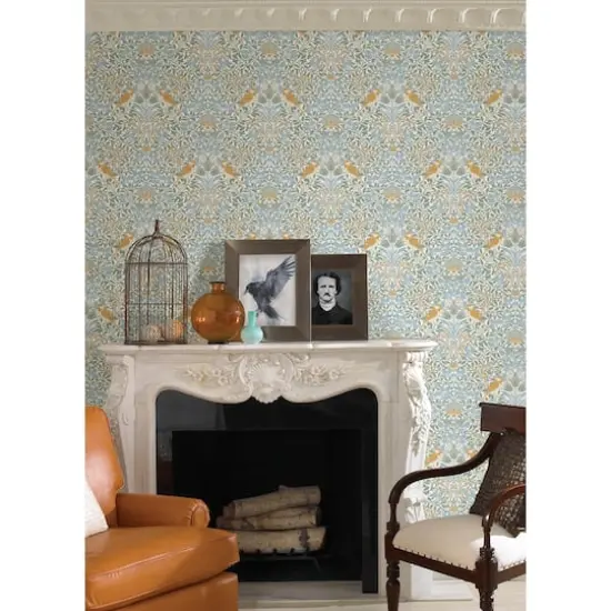 RoomMates Garden Aviary Peel & Stick Wallpaper Sky Blue {4}