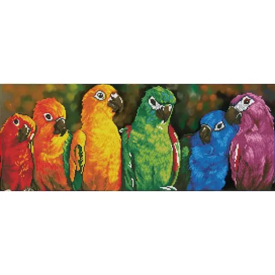 Diamond Dotz&reg; Intermediate Rainbow Parrots Diamond Painting Kit {1}