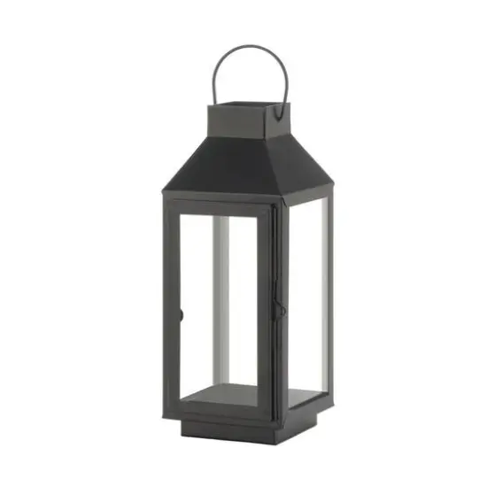 12" Black Iron & Glass Square Lantern {1}