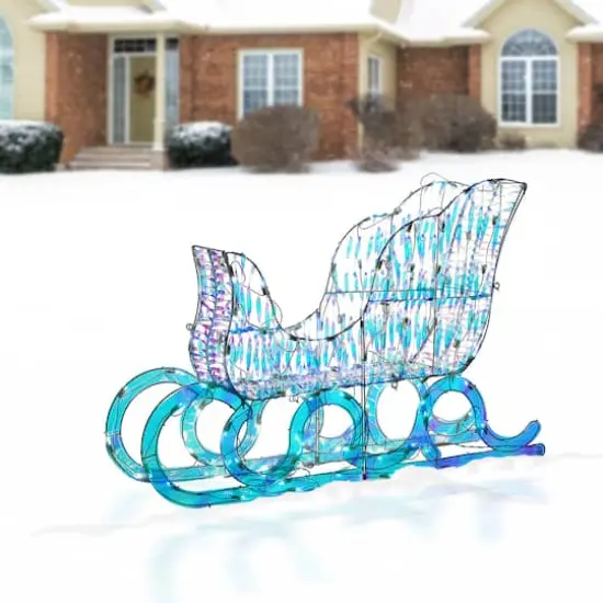 26" 3D Iridescent Sleigh with 105 Cool White UL LED Lights {3}