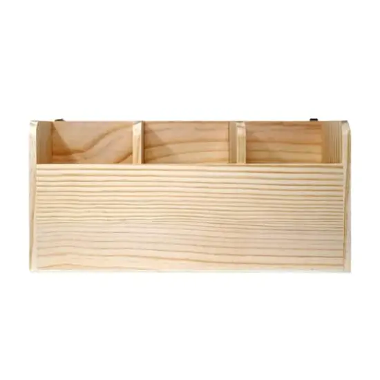 11.5" 3 Compartment Wood Wall Organizer Box {1}