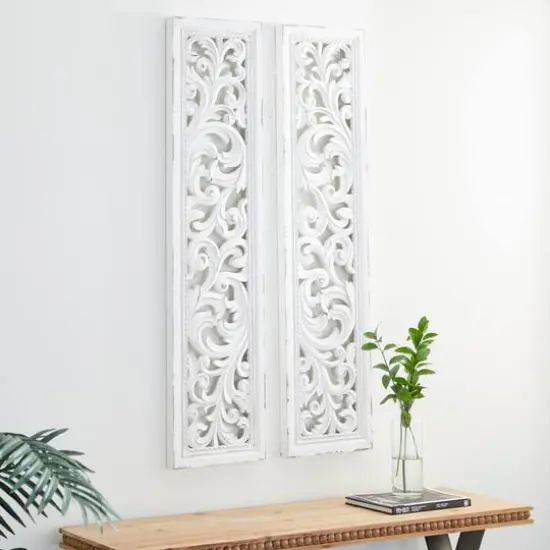 50" White Wood Traditional Abstract Wall Decor, 2ct. {8}