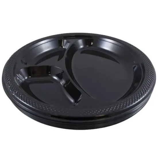 JAM Paper 10.25" Divided Plastic Party Plates, 20ct. Black {3}